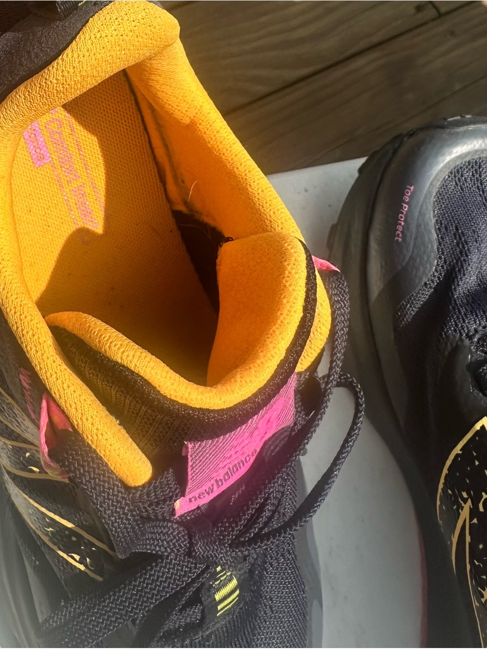 New Balance Navy womens trail Sneakers with Yellow & Pink Details - Picture 8 of 10